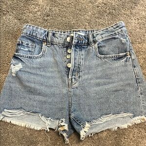 H&M Blue Jean Shorts with Distressed Hem